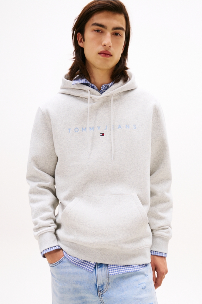 TJM REG LINEAR LOGO HOODIE EXT DM0DM20746 P09 LT GREY HTR MULTI